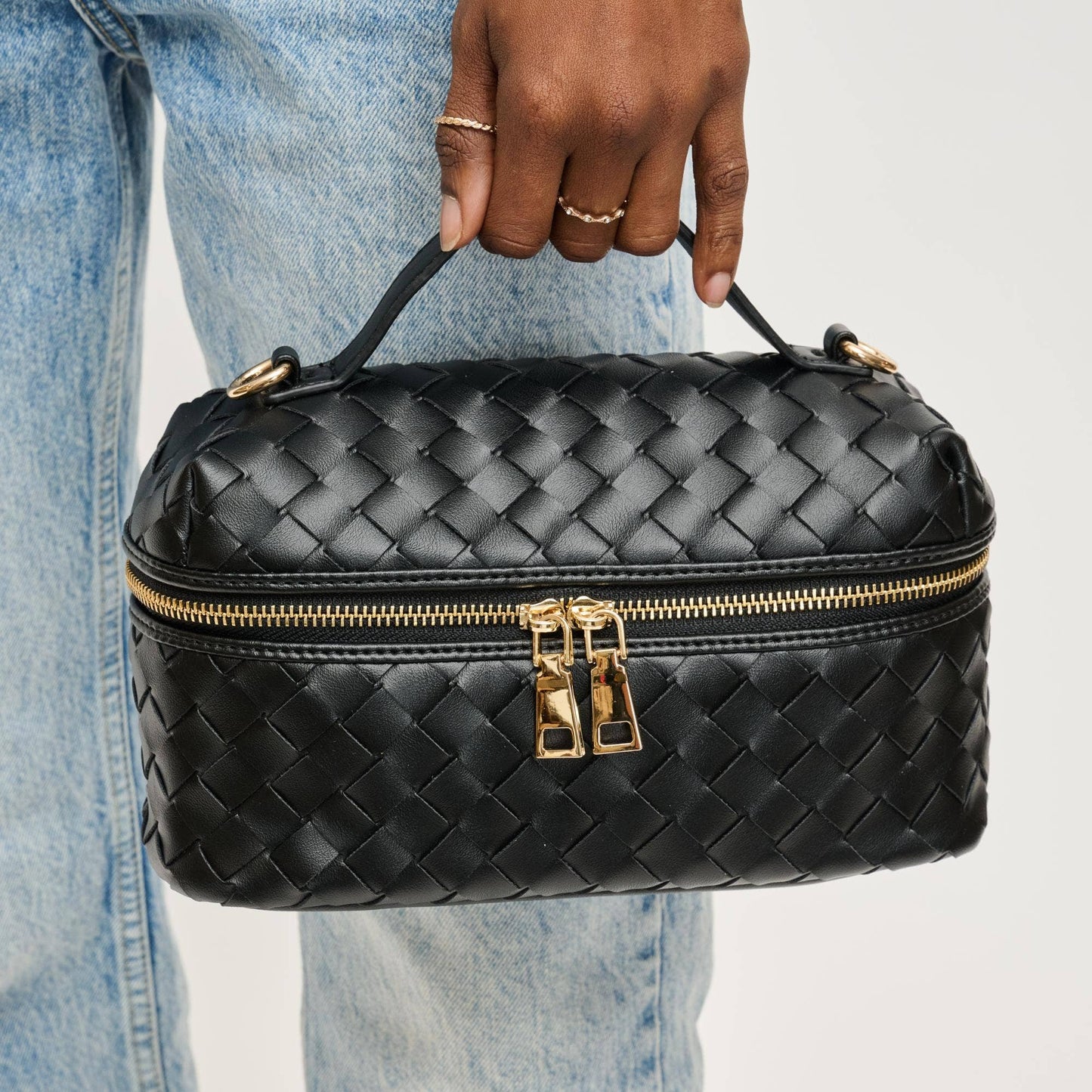 Richie Black Woven Crossbody