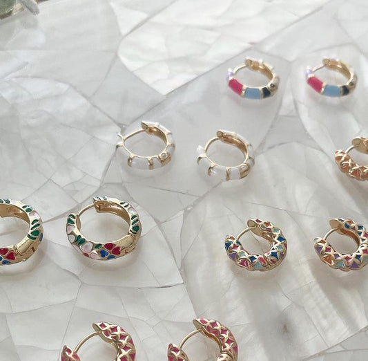 White & Gold Striped Hoops