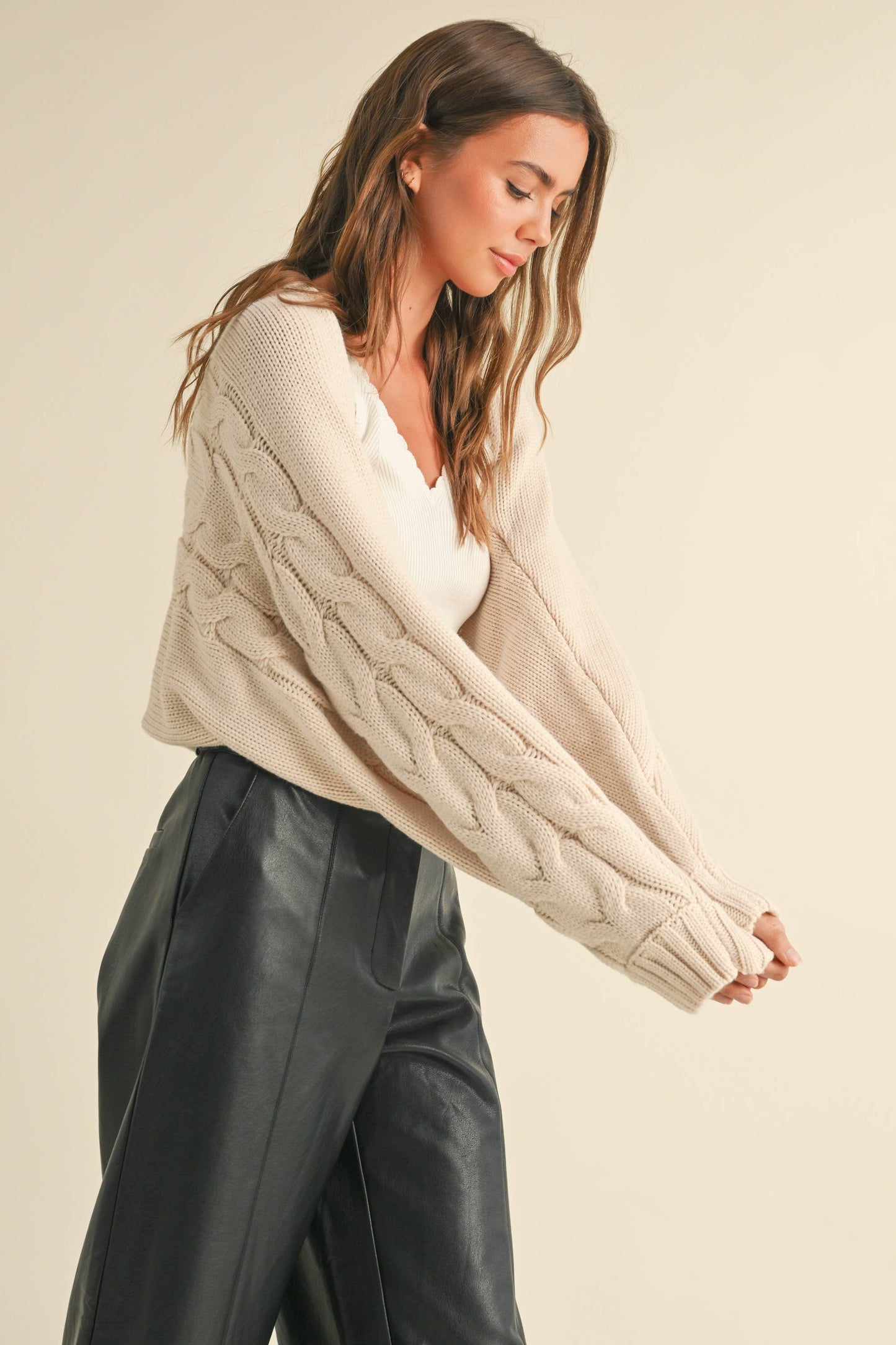 Cable Knit Cardigan - Ivory