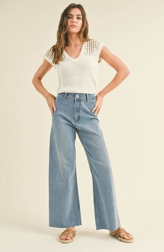Light Wash Wide Leg Denim