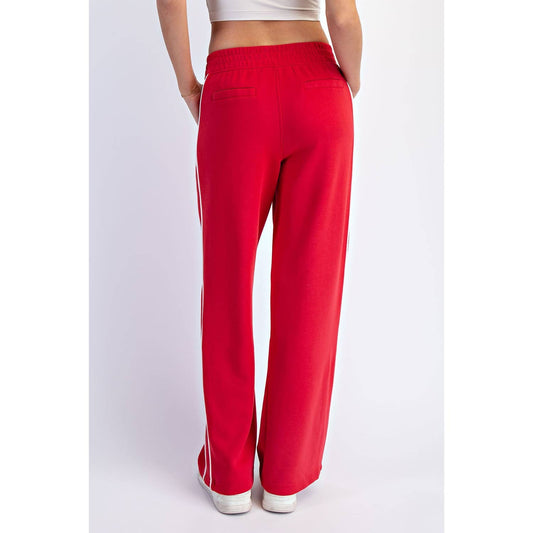 True Red Scuba Wide Leg Pants