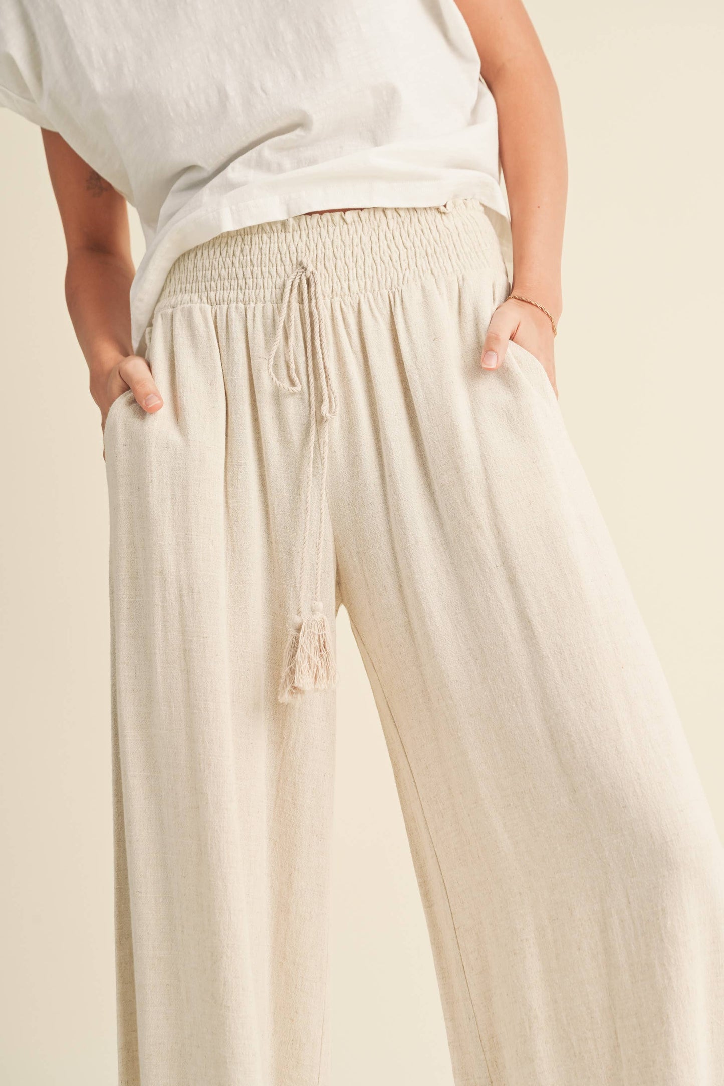Oat Linen Wide Leg Pants