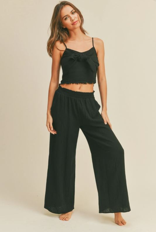 Yuzu Gauze Tank In Black