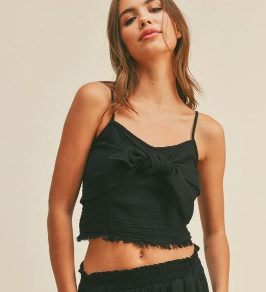 Yuzu Gauze Tank In Black