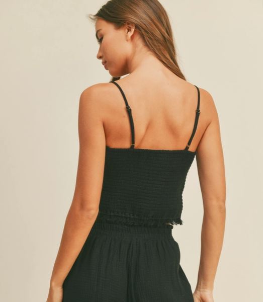 Yuzu Gauze Tank In Black