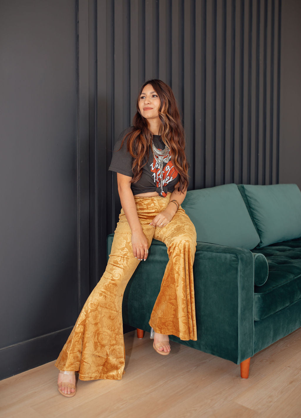 Golden Babe Velvet Flare Panats