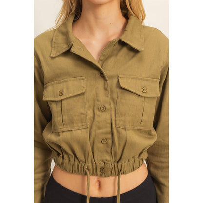 Drawstring Waist Cropped Jacket