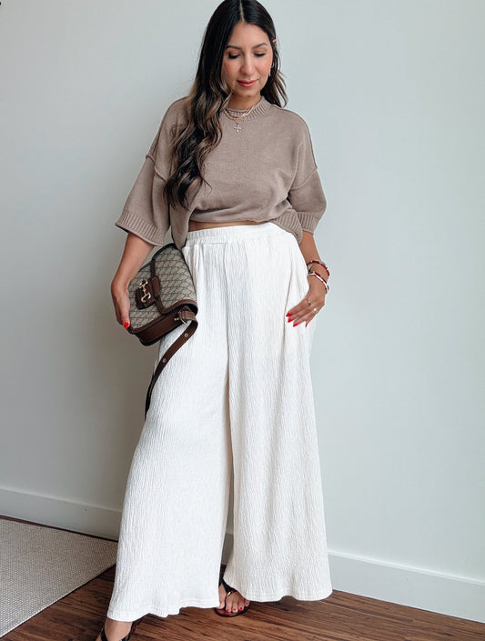 Textured Cream Pants