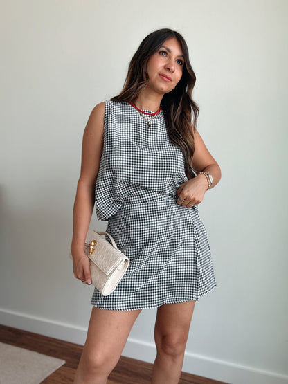 Black Gingham Top