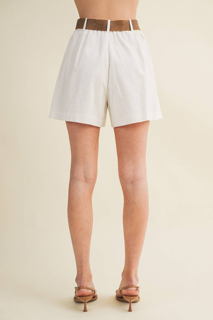 White Belted Shorts
