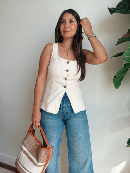 Cream Denim Vest