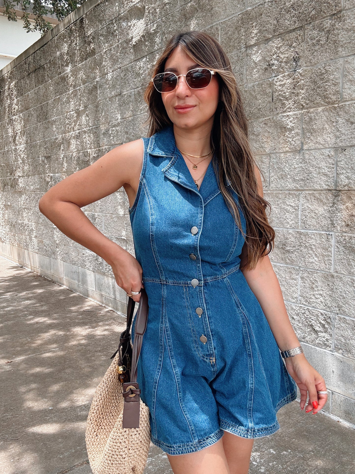 Flounce Denim Romper
