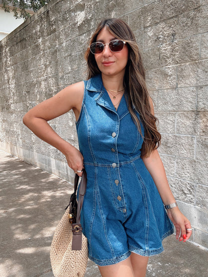 Flounce Denim Romper