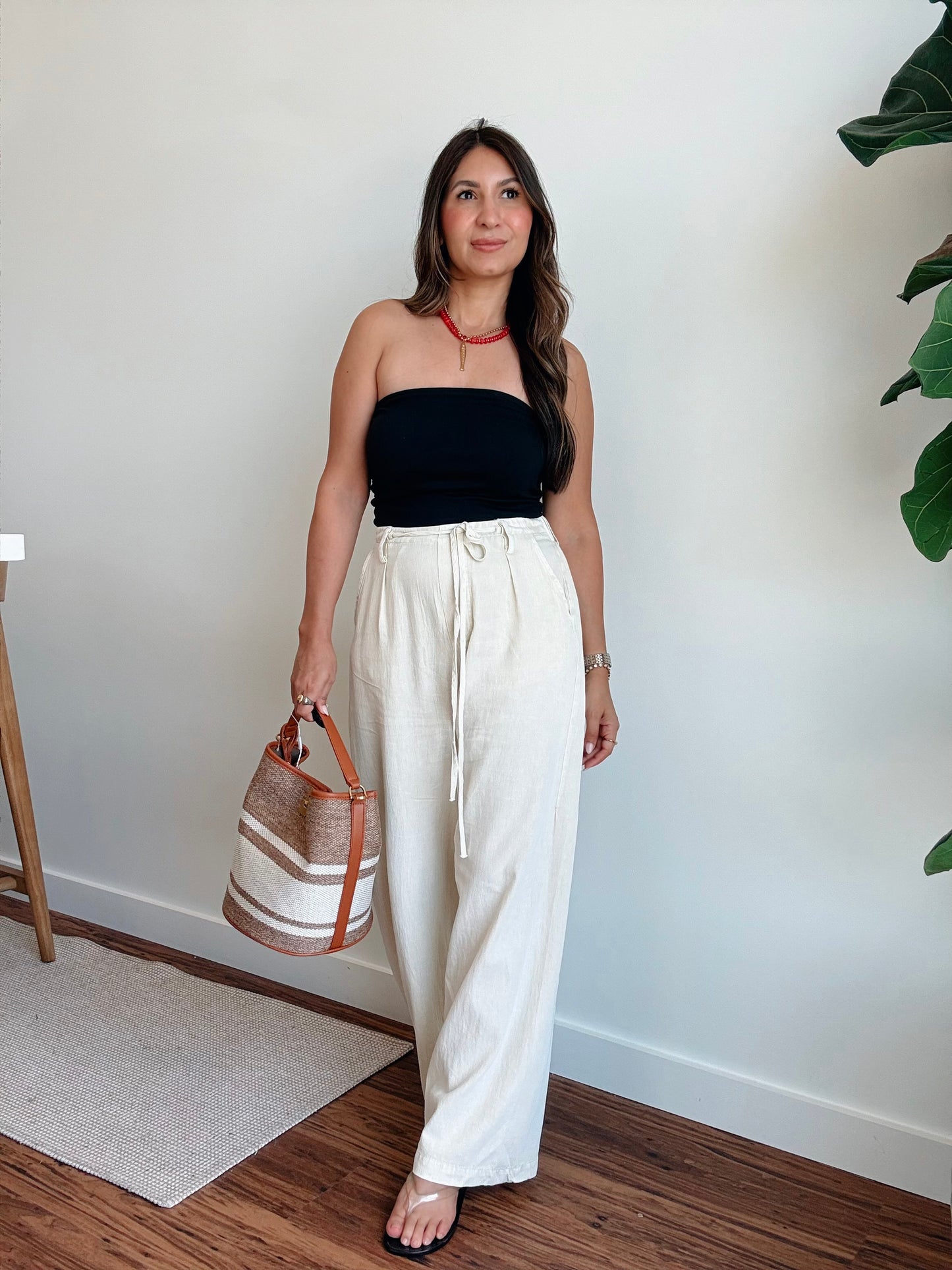 Tami Beige Drawstring Pants