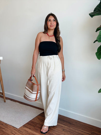 Tami Beige Drawstring Pants