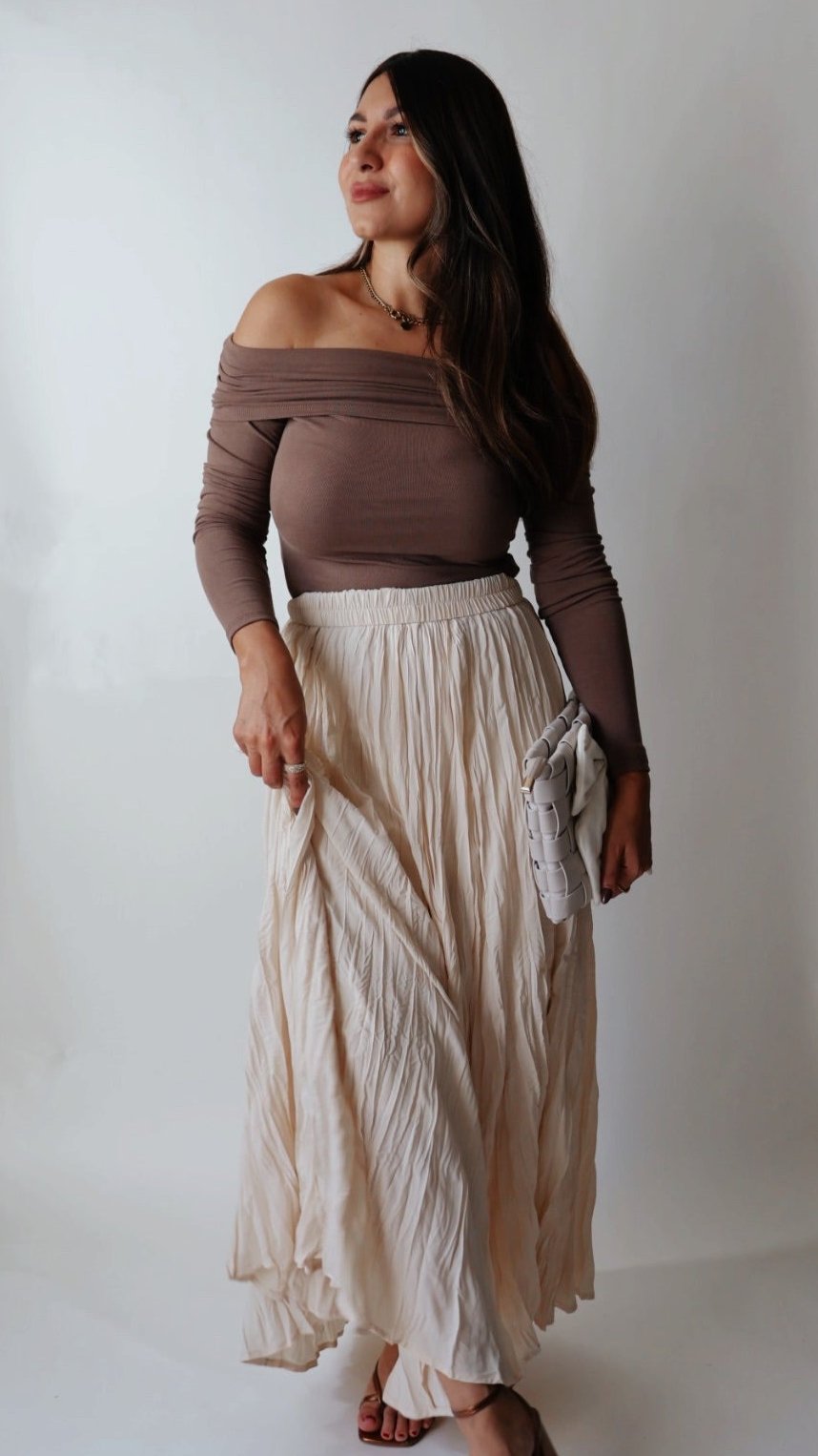 Cafe Mocha Off Shoulder Top