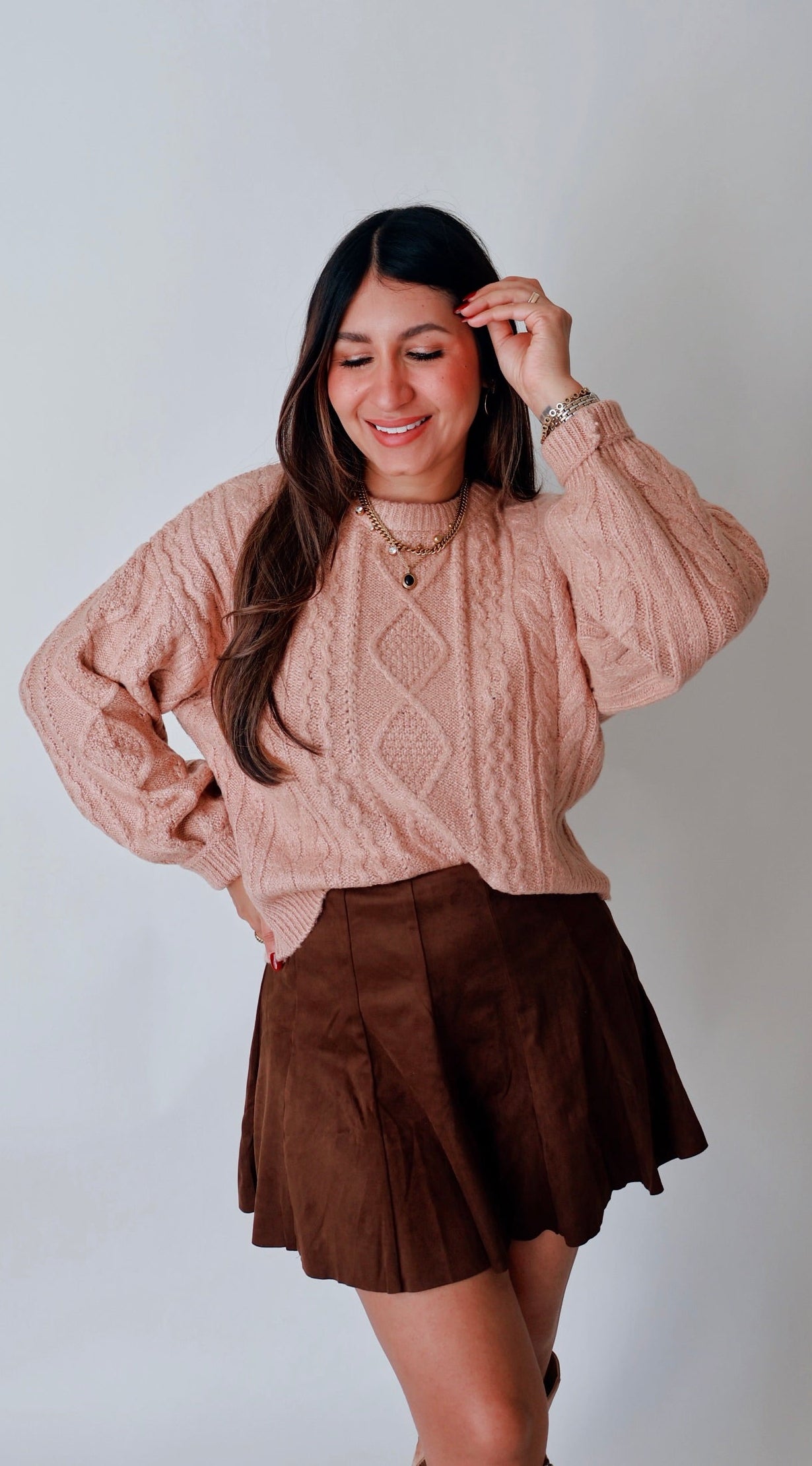 Cable Knit Balloon Sleeve Sweater