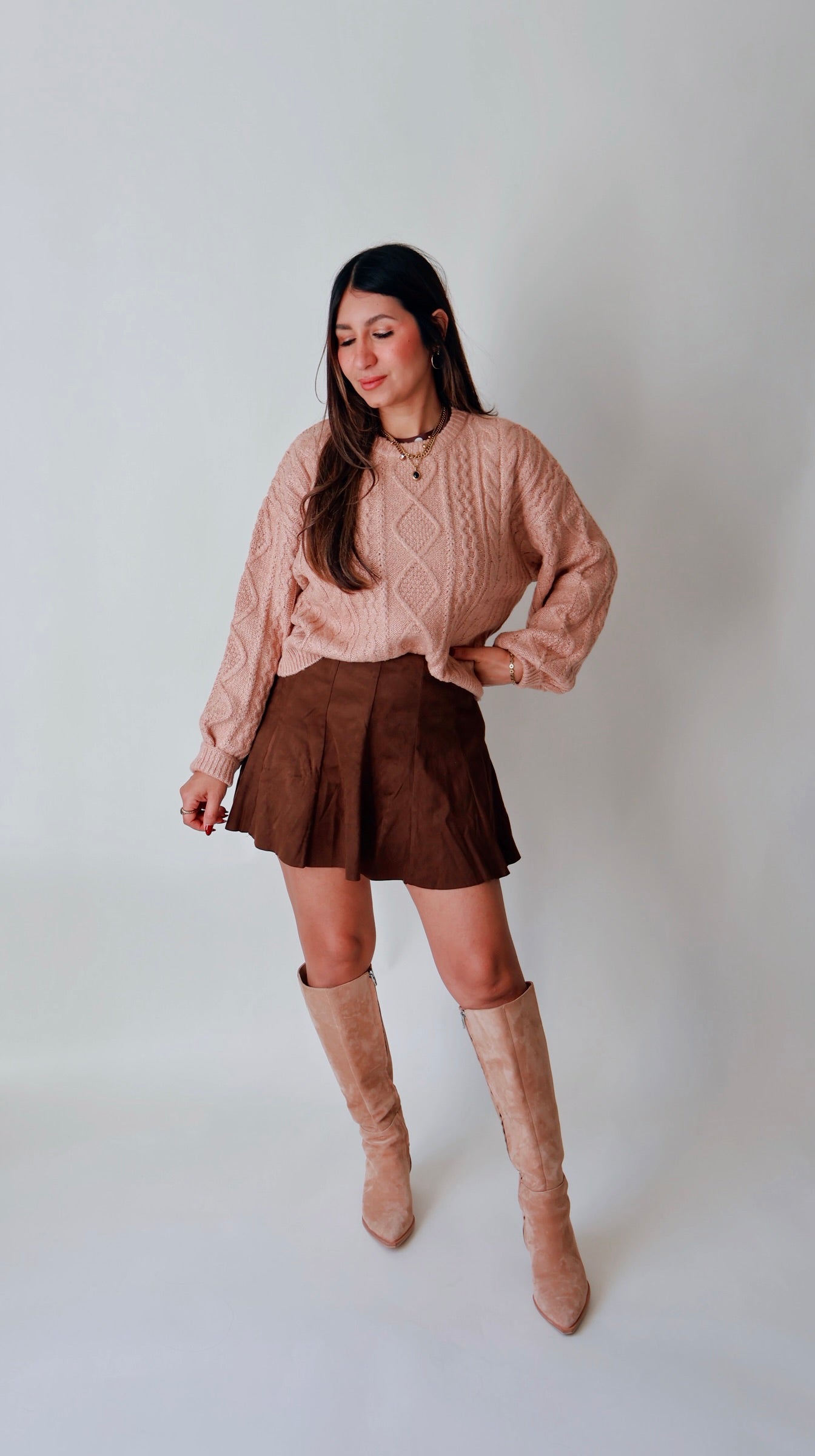 Cable Knit Balloon Sleeve Sweater