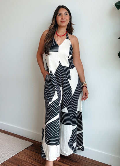 Abstract Halter Neck Jumpsuit