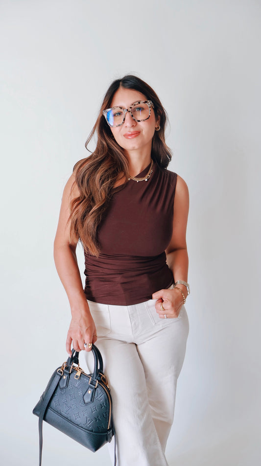 Chocolate Asymmetrical Top
