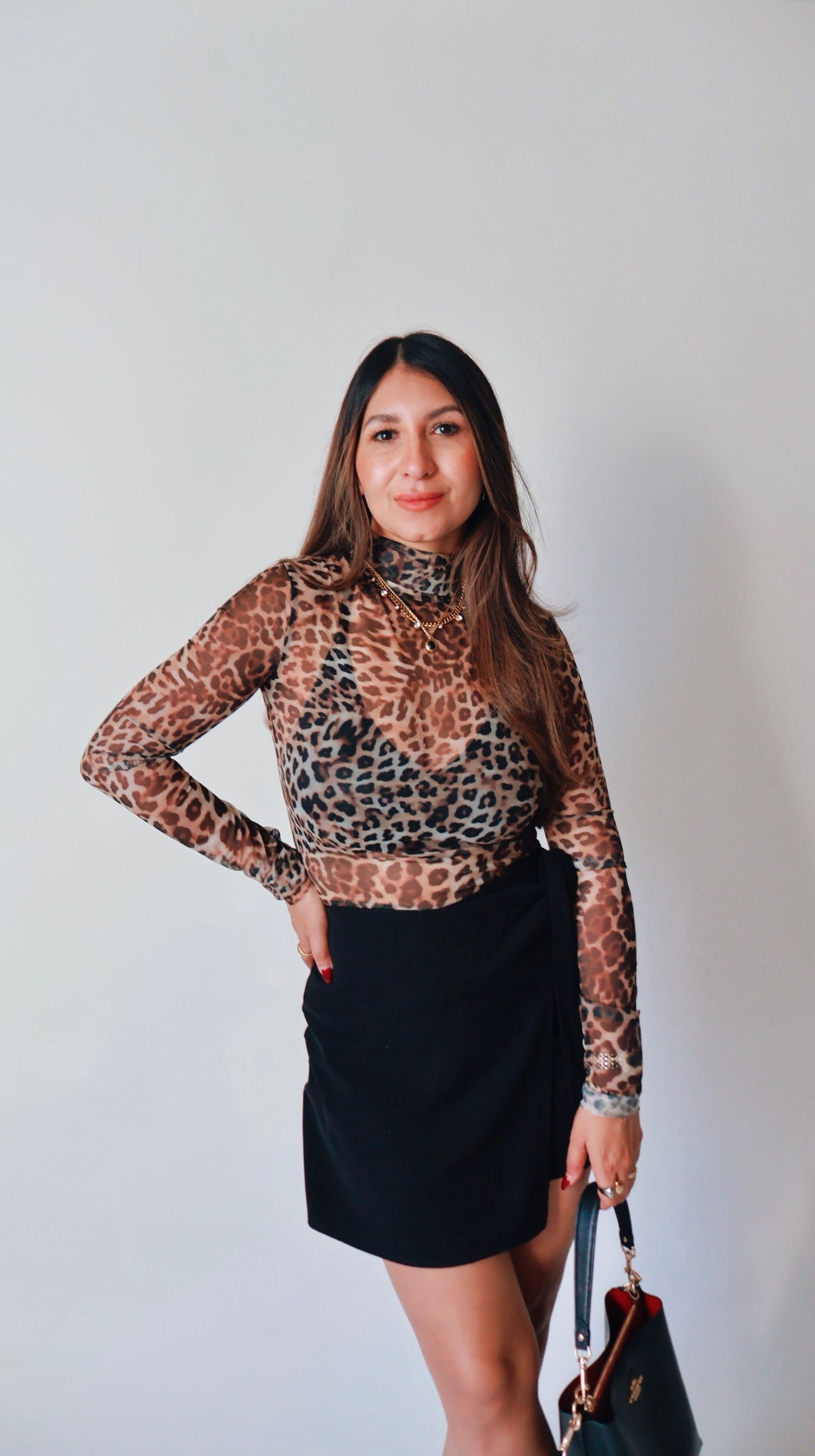 Lux Sheer Leopard Turtleneck