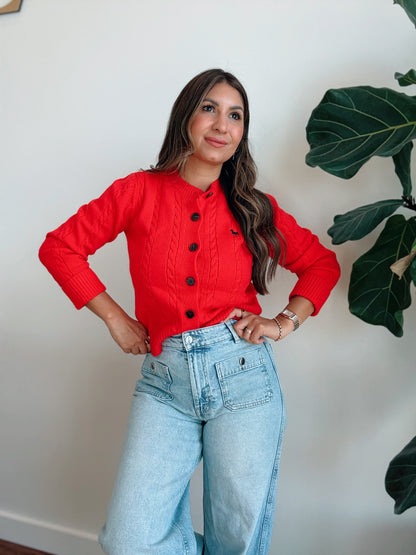 Tomato Red Cardigan