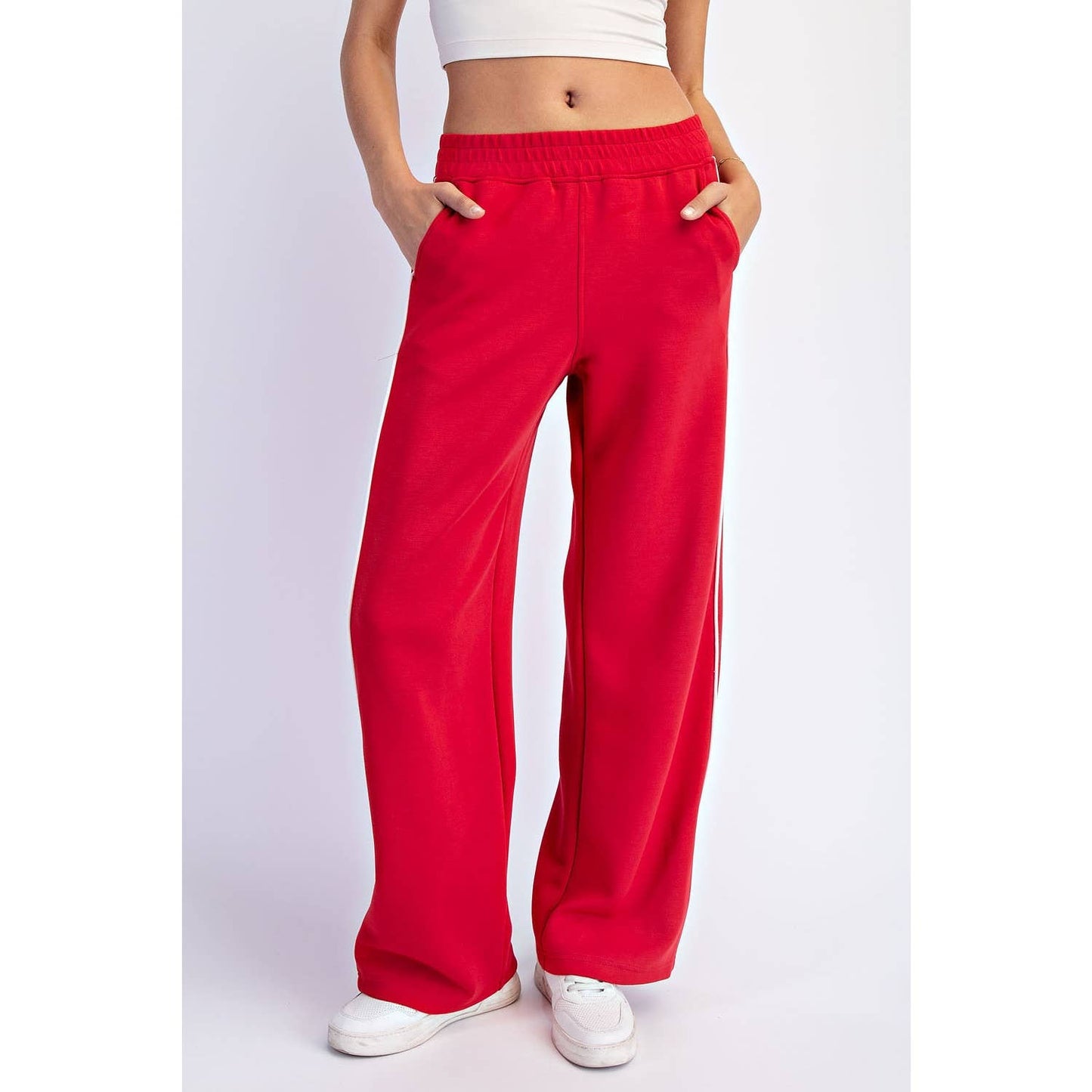 True Red Scuba Wide Leg Pants