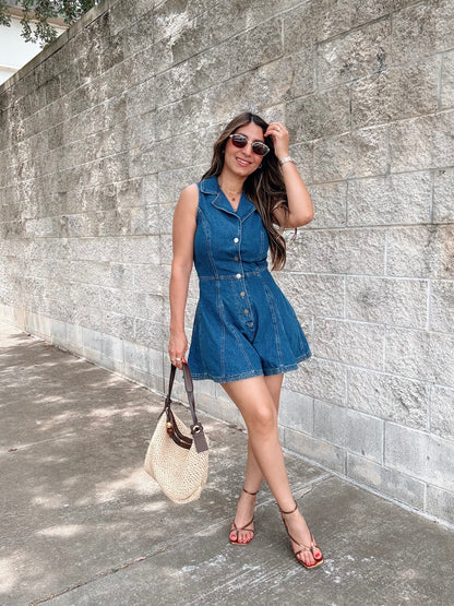 Flounce Denim Romper