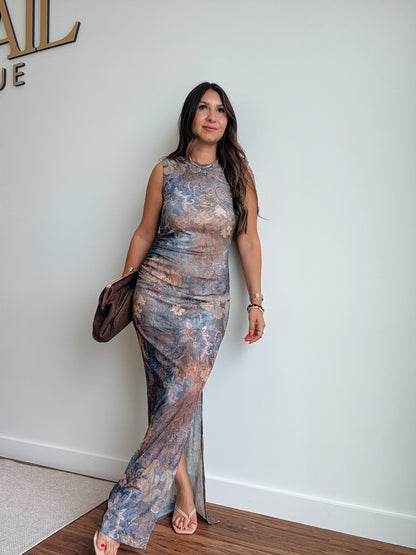 Paisley Mesh Maxi Dress