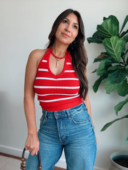 Candy Red Knit Halter