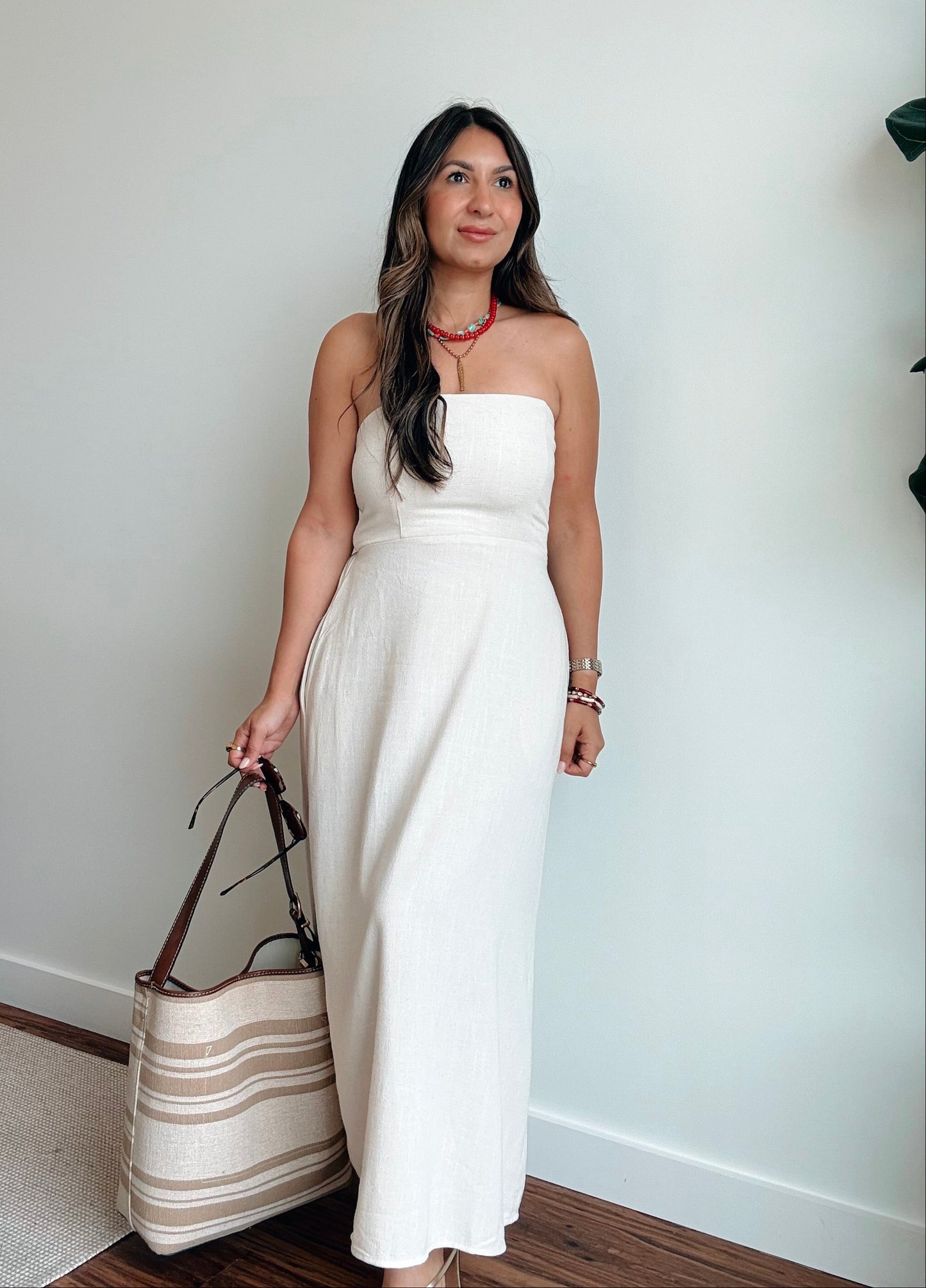 Upstate Strapless Linen Dress