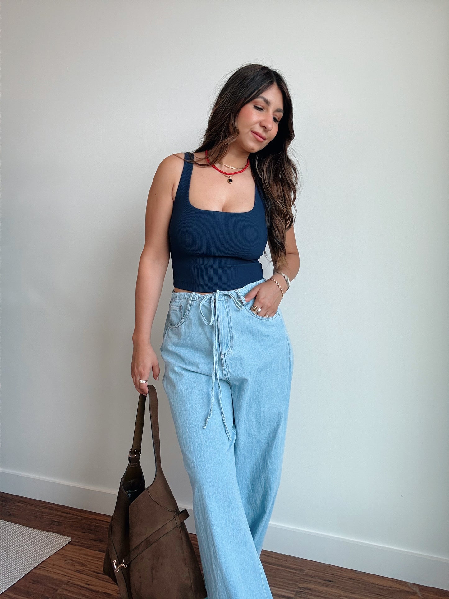 Navy Ribbed Tank