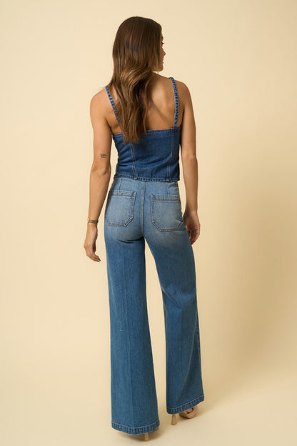 Pocket Wide Leg Jeans