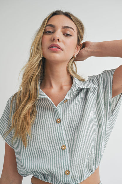 Sage Stripped Blouse