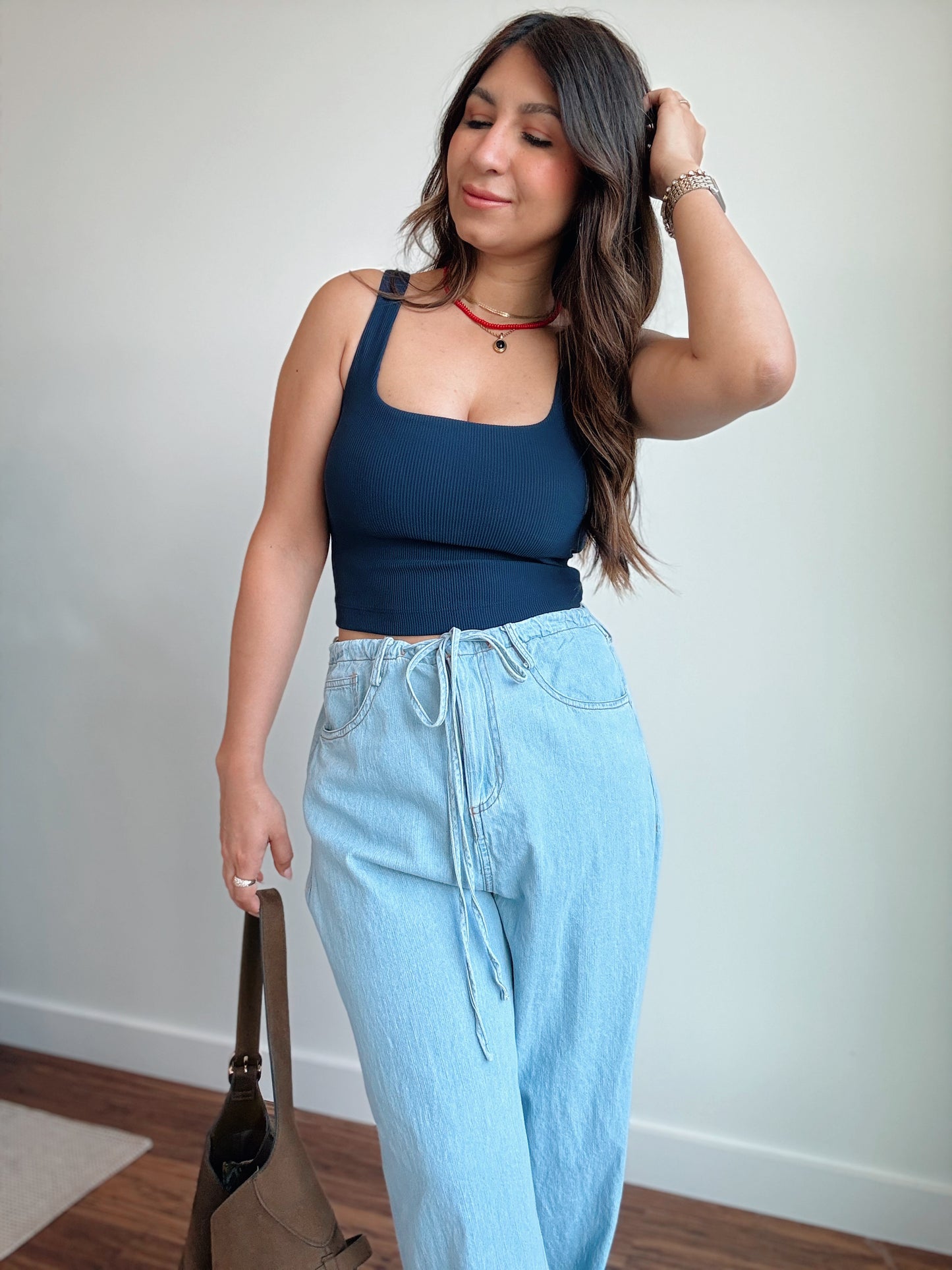 Navy Ribbed Tank