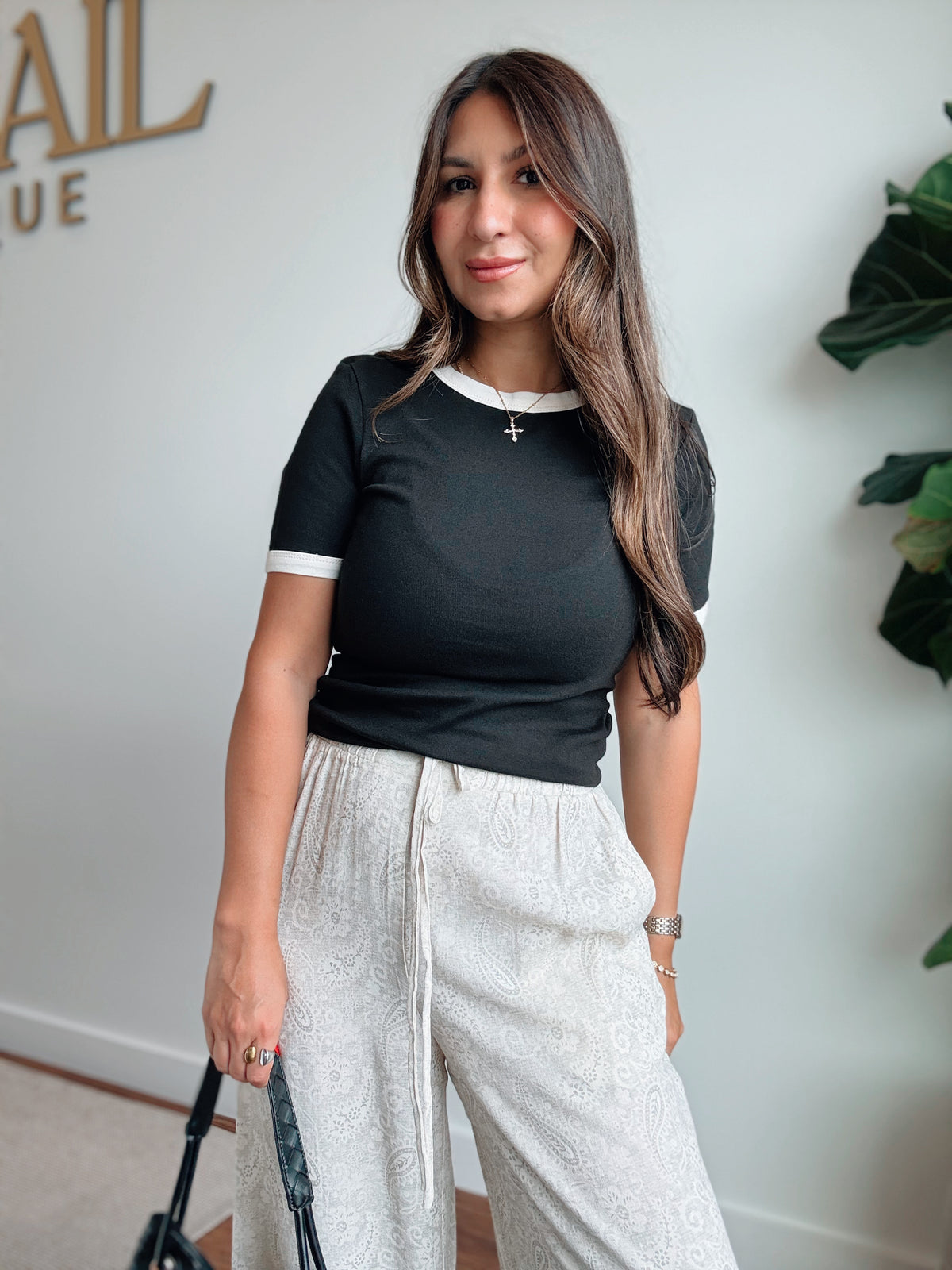 Ivy Black Contrast Tee