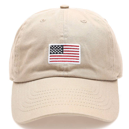 Khaki American Flag Baseball Cap