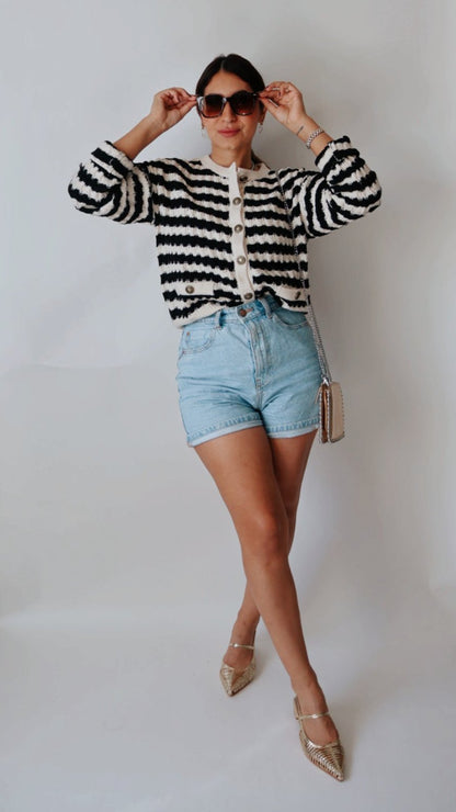 Celine Stripe Knit Cardigan