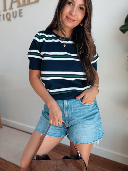 Navy Striped Sweater