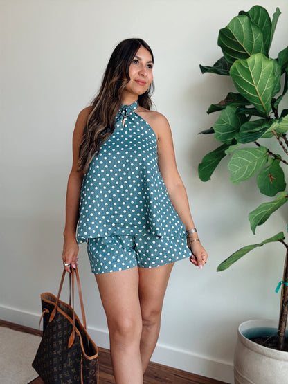 Polka Dot Halter & Shorts Set
