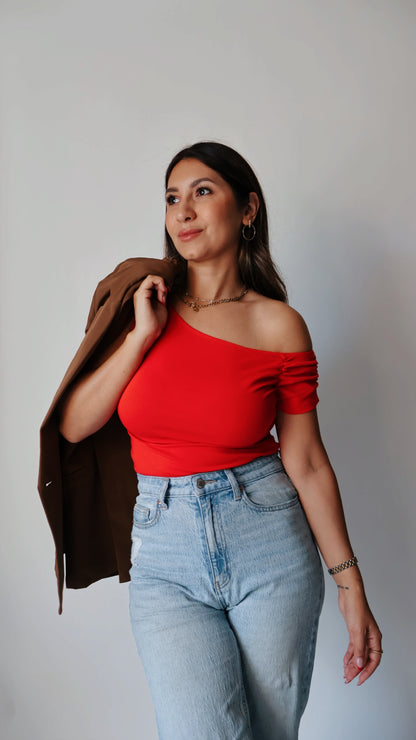 Scarlet Off The Shoulder Top