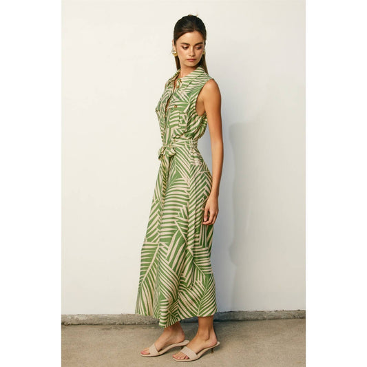 Wild Tides Sleeveless Shirt Dress