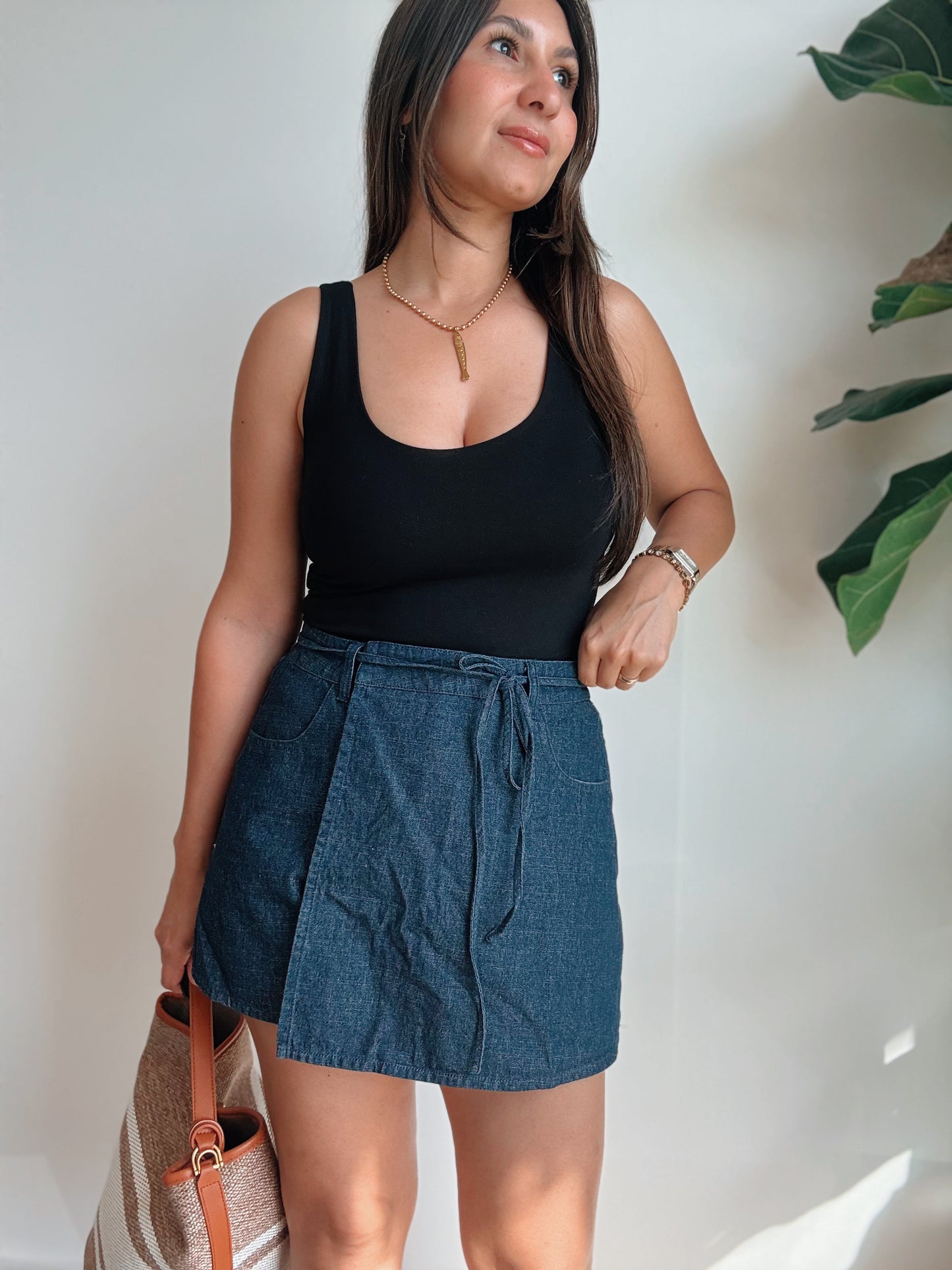 Dark Denim Wrap Skort