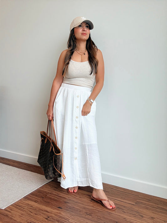 Yacht Club White Linen Skirt