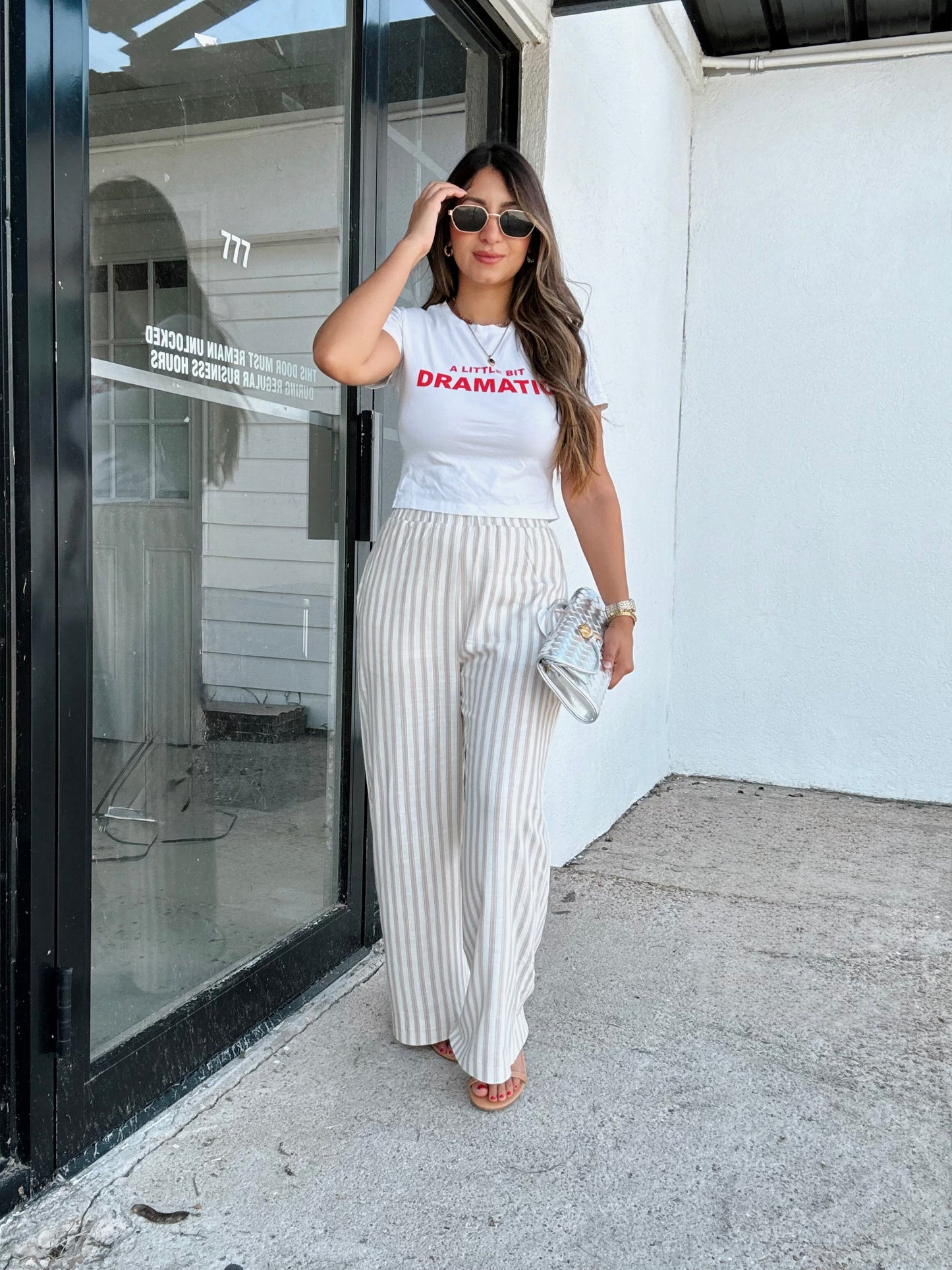 Lux Striped Tan Linen Pants