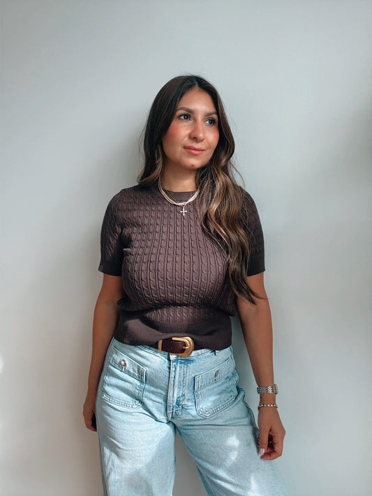 Everyday Brown Knit Blouse