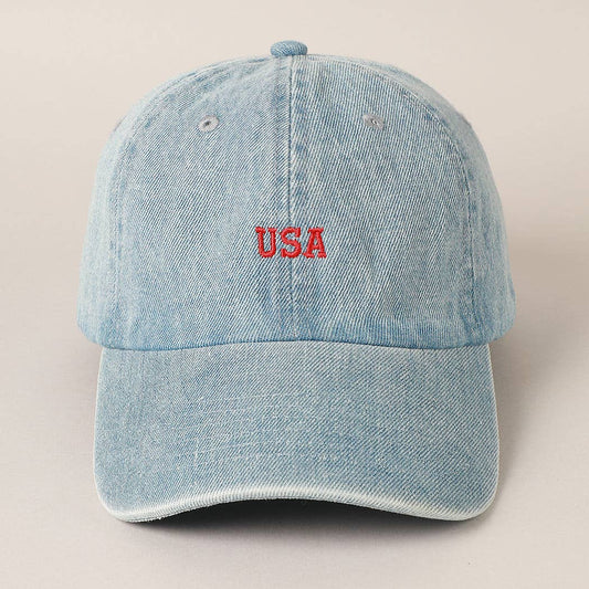USA Embroidered Denim Baseball Cap