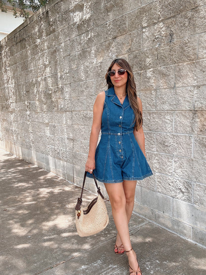 Flounce Denim Romper