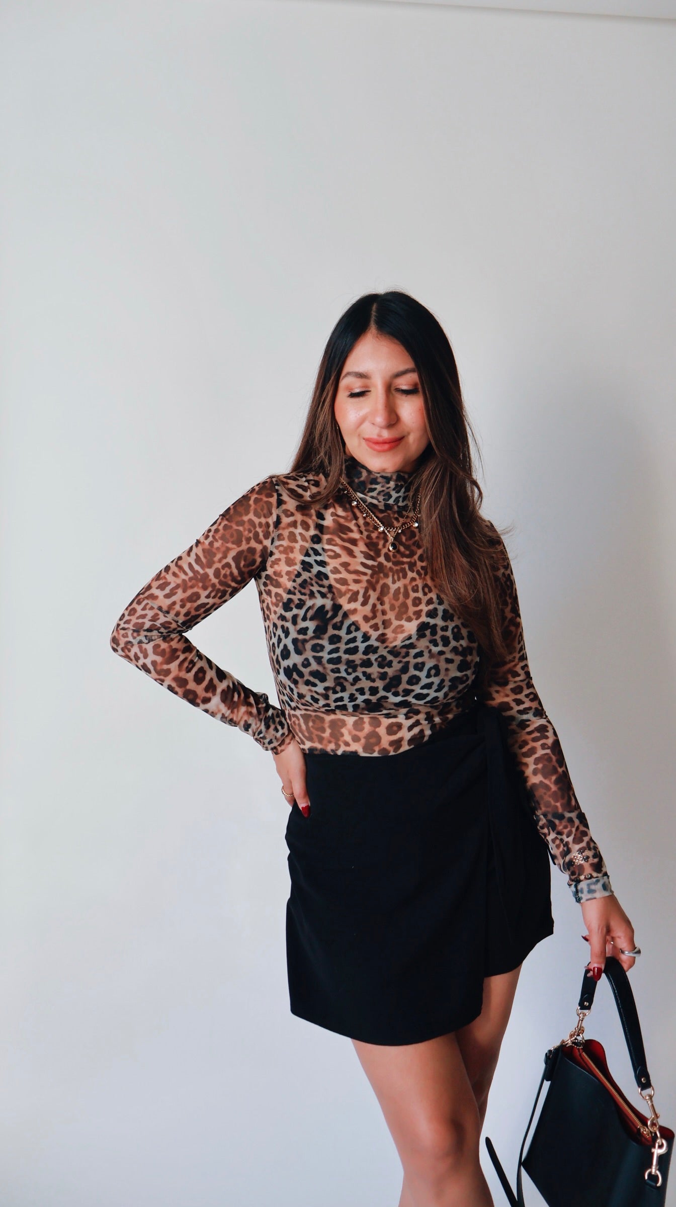Lux Sheer Leopard Turtleneck