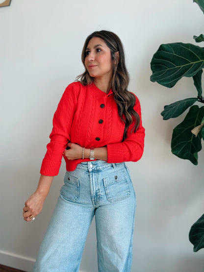 Tomato Red Cardigan
